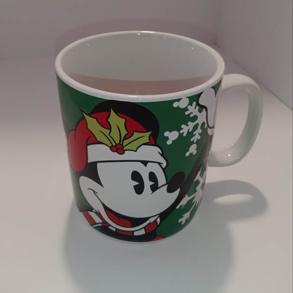 Disney Mickey Mouse XL Christmas Green & White Snowflake & Holly Leaf Mug 24 oz. - Picture 10 of 14